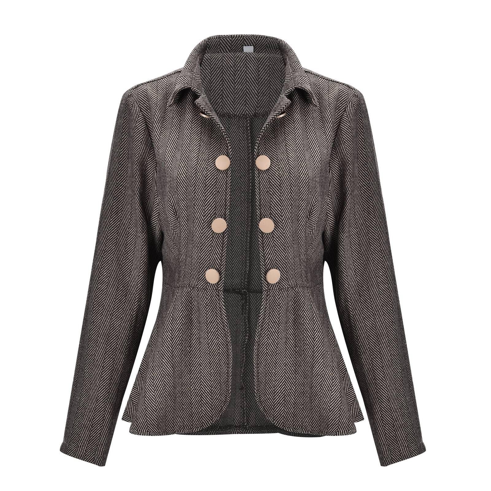 Generisch Blazer Elegante chaqueta de traje de oficina jacquard floral para mujer, con cierre de doble botonadura