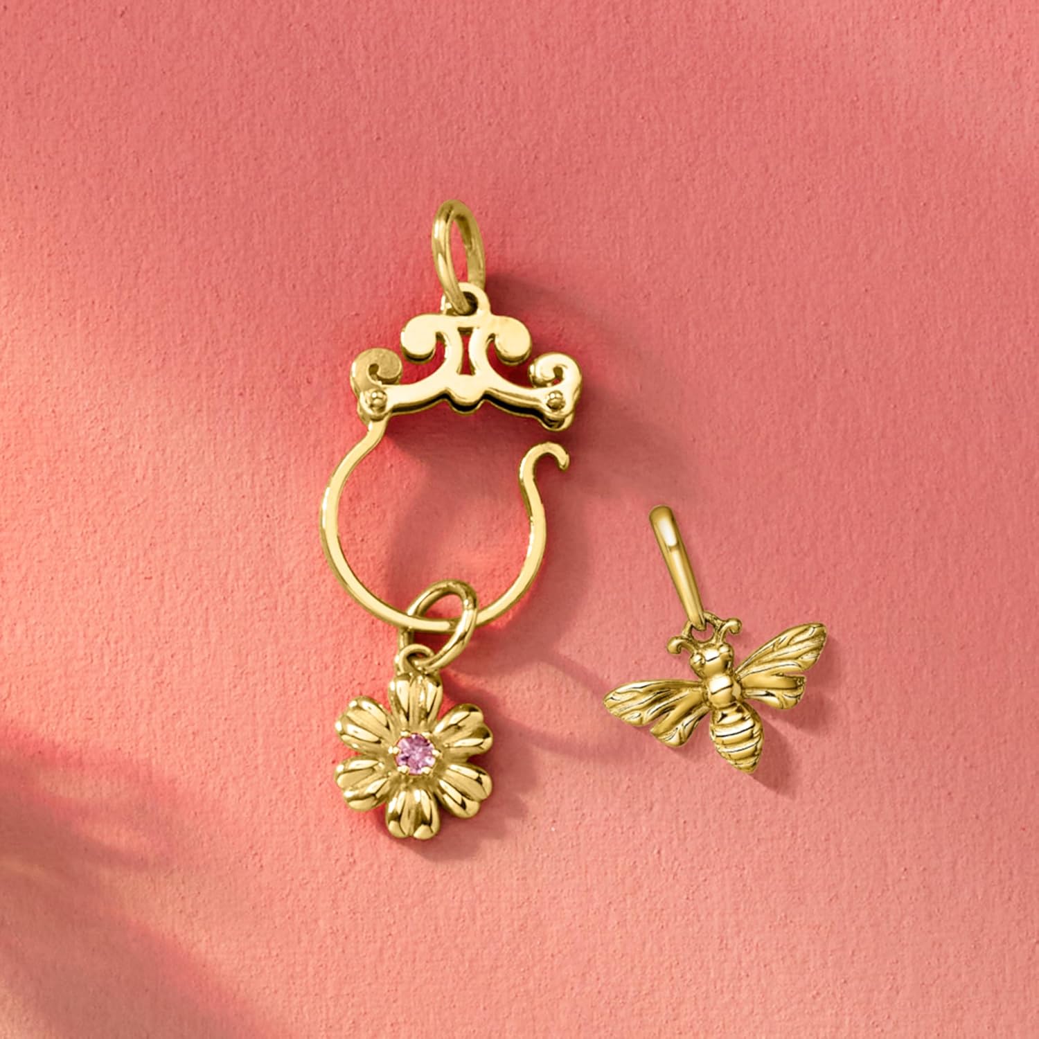 Ross-Simons Italian 14kt Yellow Gold Scrolled Charm Holder Pendant