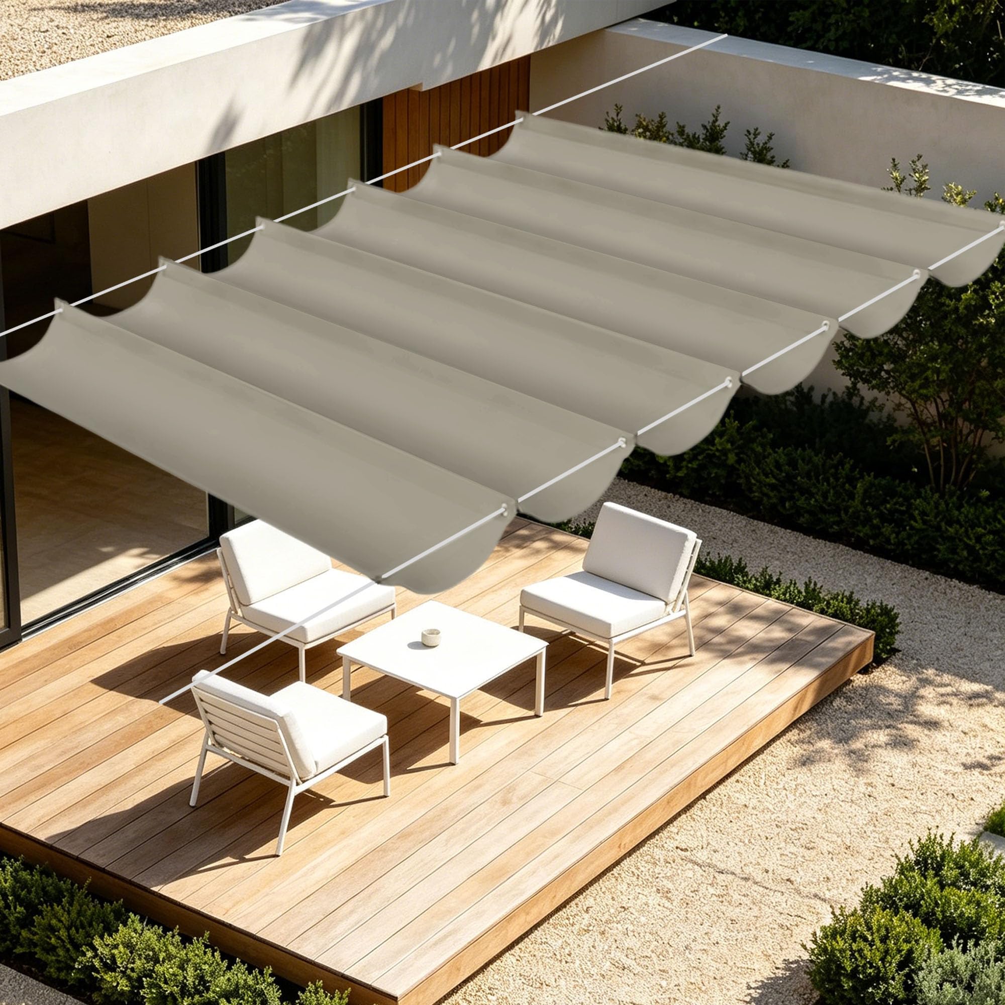 Voile solaire rétractable pour jardin et terrasse 150x200 cm ombre taupe