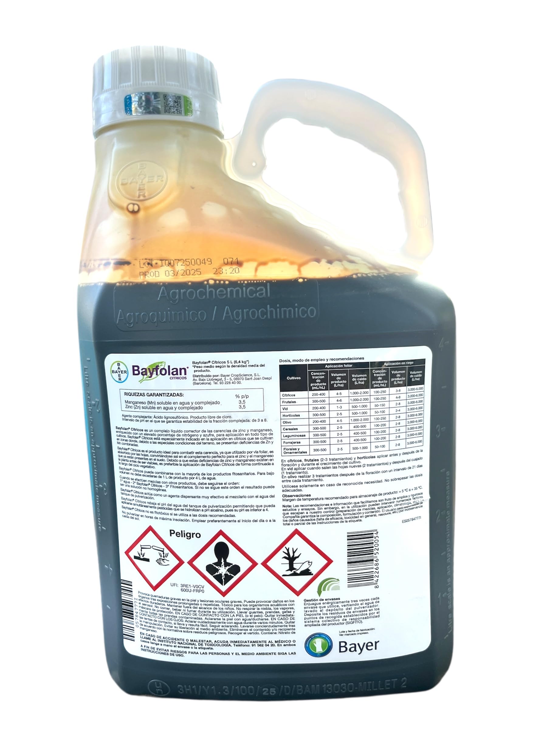 Abono foliar especial cítricos 5 litros. Bayfolan citricos. Abono de máxima calidad y resultados notables.