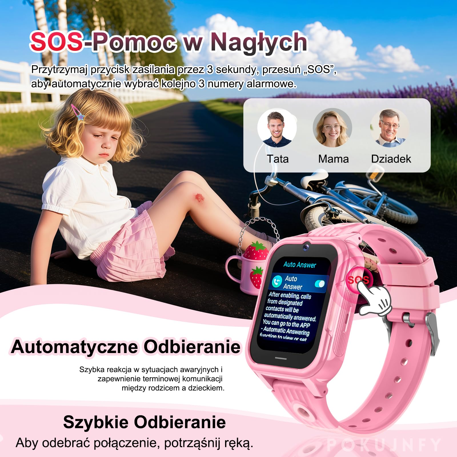 4G smartwatch dla dzieci z GPS wideorozmów SOS WhatsApp grami aparat krokomierzem trybem szkolnym budzikiem wodoodporny cyfrowy zegarek na prezent dla dziewczynek chłopców w wieku
