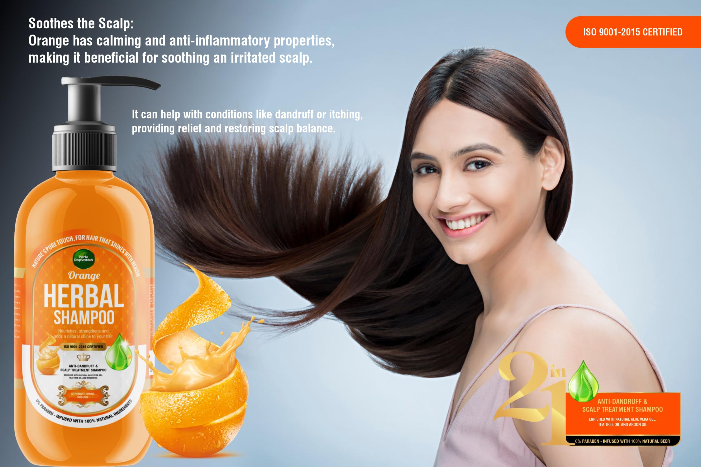 Parle Ropvatika 5 Liter Orange Herbal Shampoo, Anti-Dandruff, Hair Fall Control and Scalp Treatment with Natural Ingredients, Tea Tree Oil, Aloevara and Argan Oil, for Men Woman (Orange 5 Liter) 3