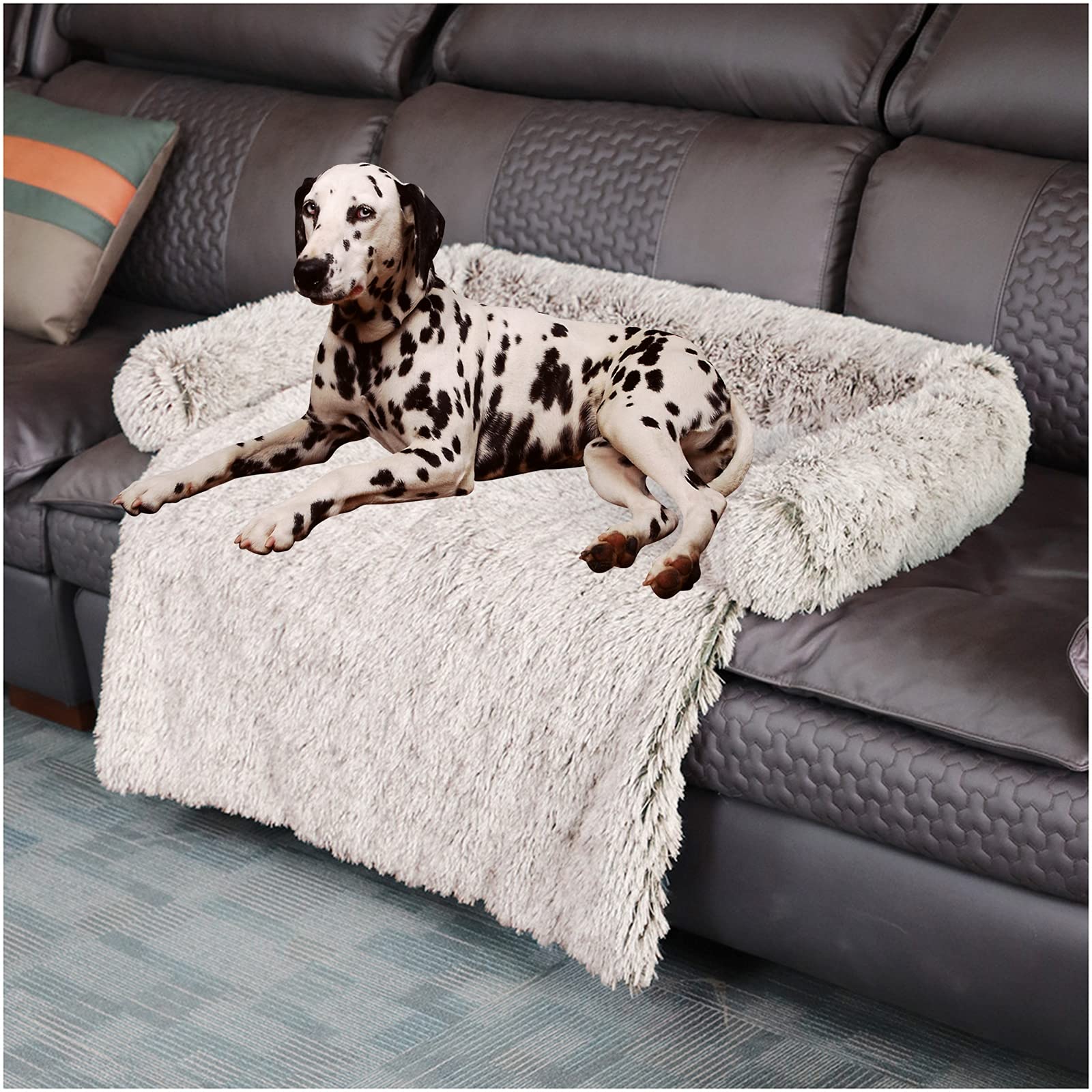 Lit pour chien de taille grande et moyenne en peluche premium L