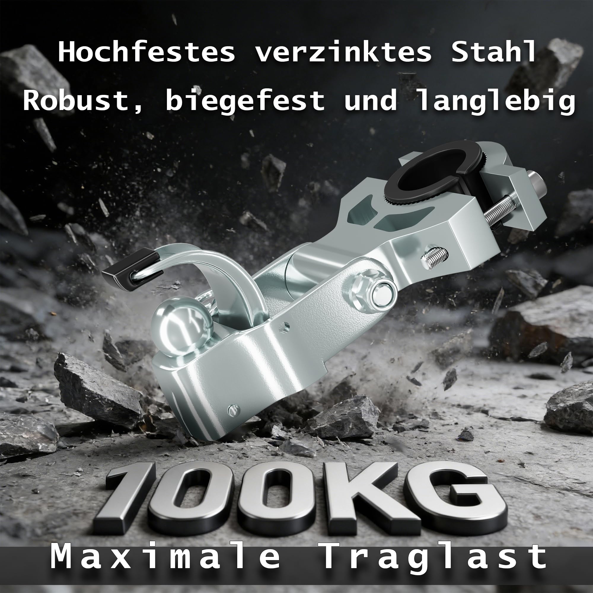 Fahrrad Anhängerkupplung, Stabile Fahrradanhänger Kupplung aus Verzinktem Stahl für Sattelstützen Ø26–33 mm, Anhängerkupplung Fahrrad für Lastenanhänger, Ideal für Transport, Einkauf, Camping