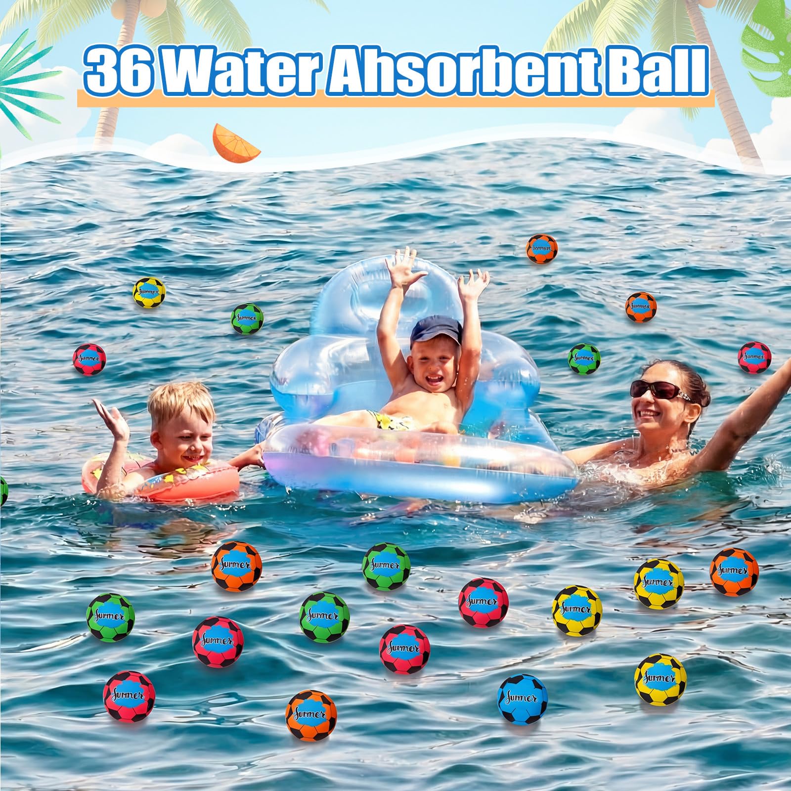 Palline galleggianti riutilizzabili per piscina giocattoli da spiaggia per attività estive all'aperto 5 cm spruzzi d'acqua piccole palline assorbenti sfuse per adulti nuoto spiaggia ammollo