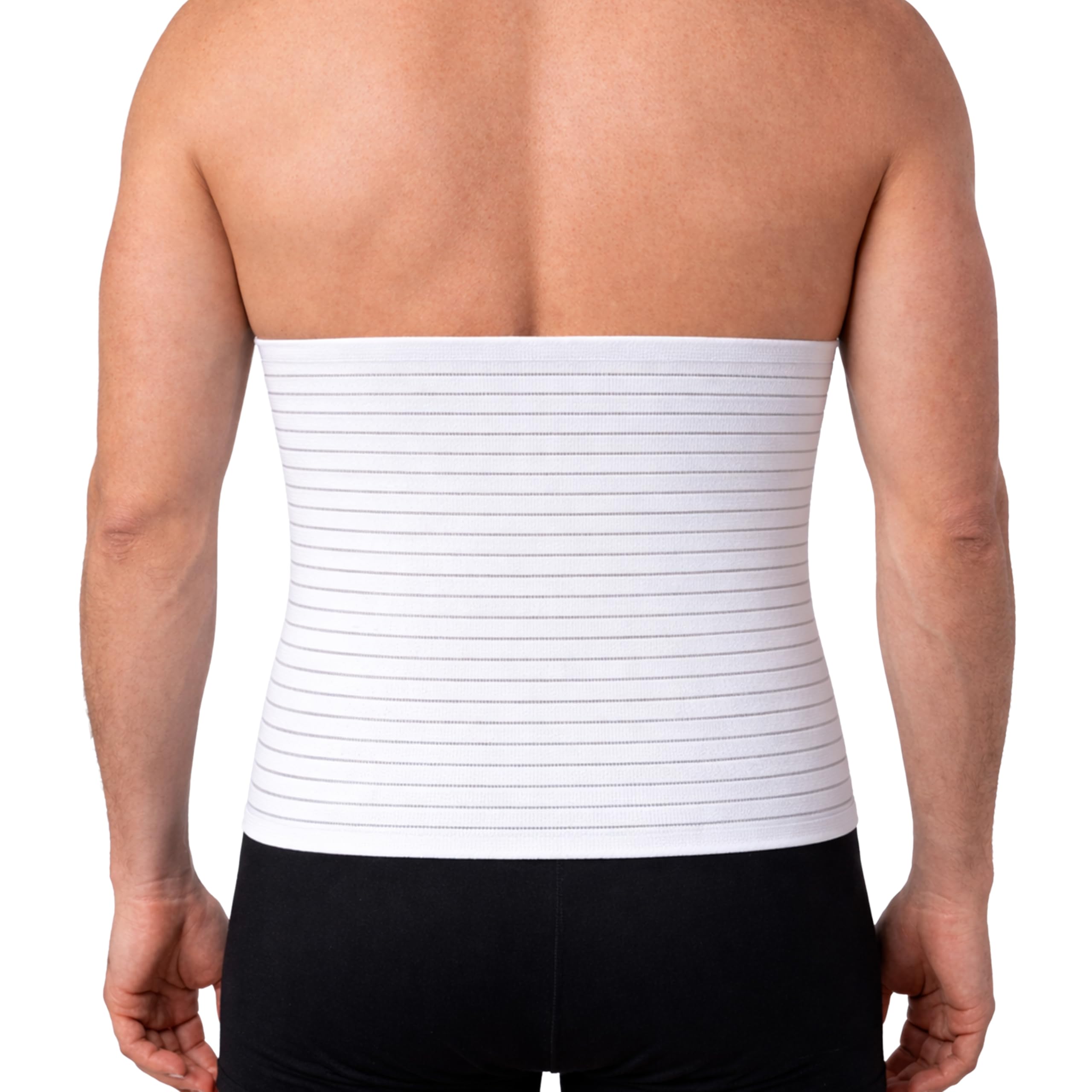 Beman 5063 - Pancera Millerighe Uomo Donna Fascia Addominale Contenitiva Post Operatoria Post Parto Elasticizzata A Strappo Altezza 27cm (M, Bianco)