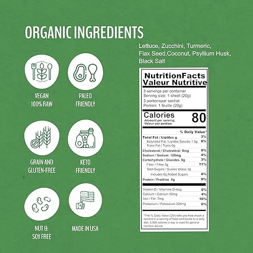 Miniatura 3 de WrawP Mini envolturas vegetales orgánicas  VEGGIE LIFE (paquete de 2) ESTABLES EN ESTANTE, todo natural, sin gluten, paleo, vegano crudo. Perfecto