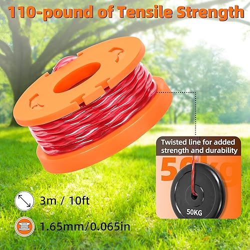 Miniatura 3 de Línea de carrete de recortadora para Worx, paquete de 14 WA0010 Carretes de Bordeadora, repuesto para cuerda Worx Weed Eater adecuada para