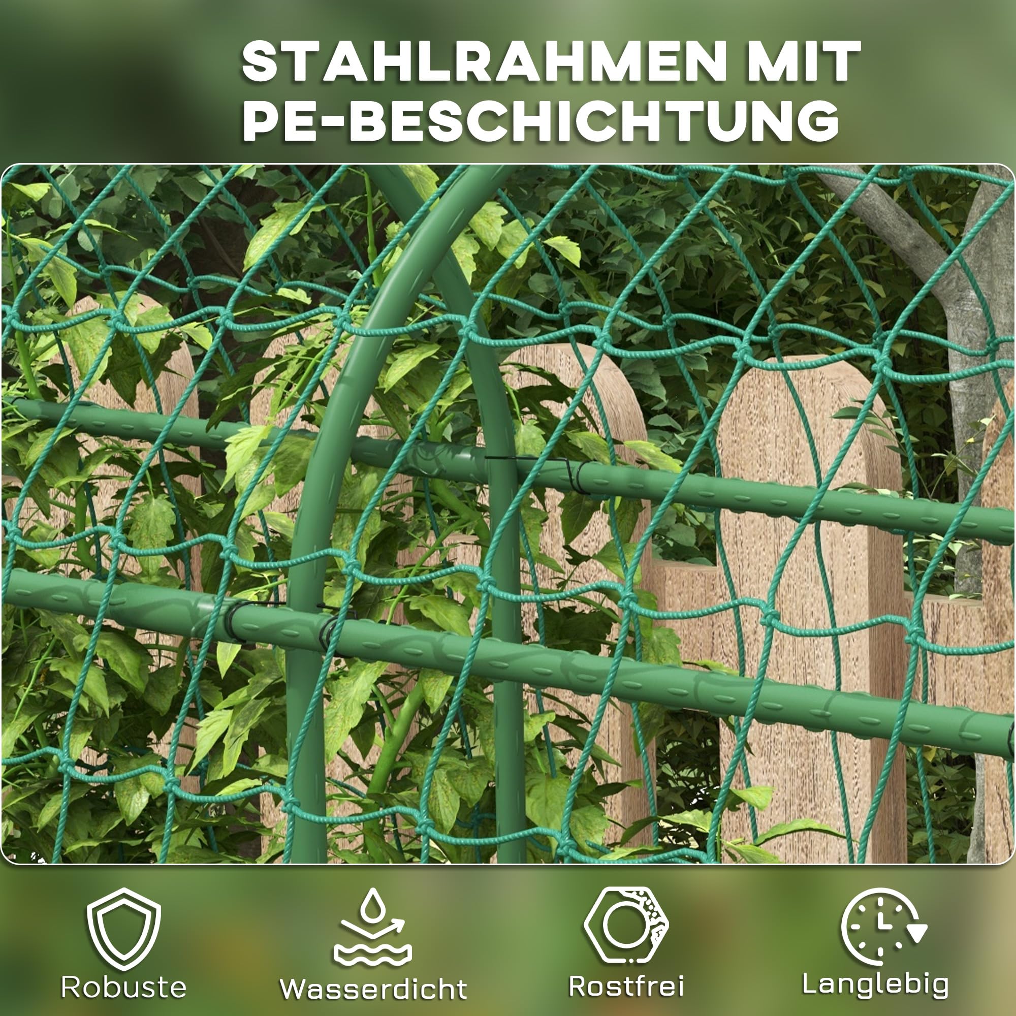 Outsunny Rankgitter Rostfrei für Kletterpflanzen 43 x 182 x 183 cm Schwarz | Aus Metall, Gurken Spalier, Rankhilfe, Pflanzenspalier, Garten Spalier, für Tomaten, Gemüse, Blumen