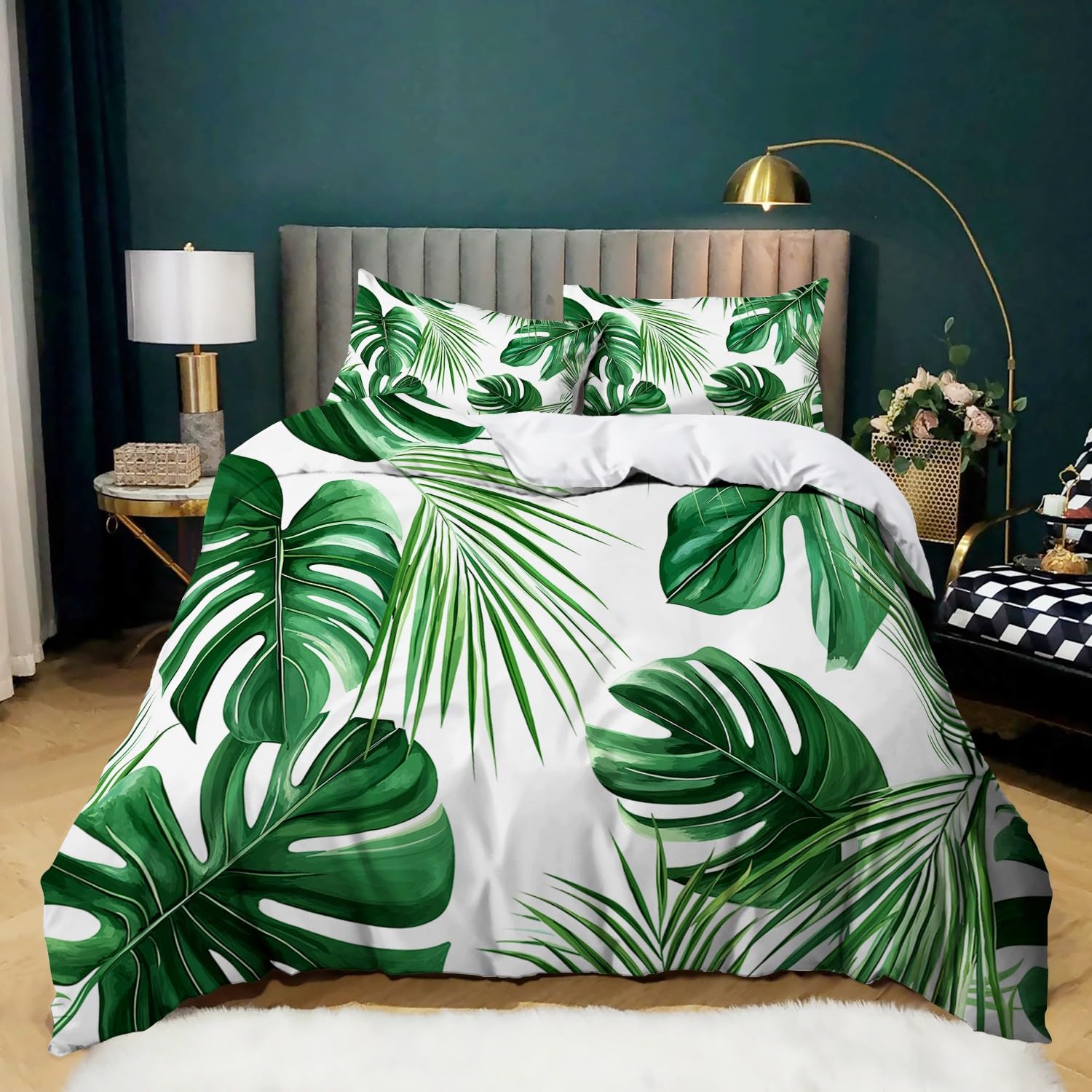 Parure de lit 1 personne pour une chambre ambiance jungle et évasion tropicale