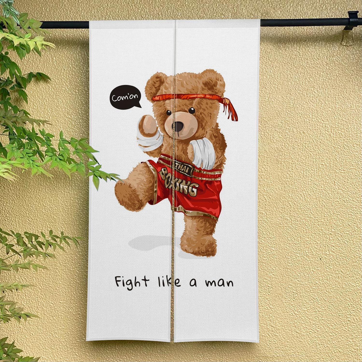 MANY ハンドメイド　クマのアップリケ付き暖簾 Amazon.co.jp: のれん Qinunipoto くまぐまこぶし bear クマの