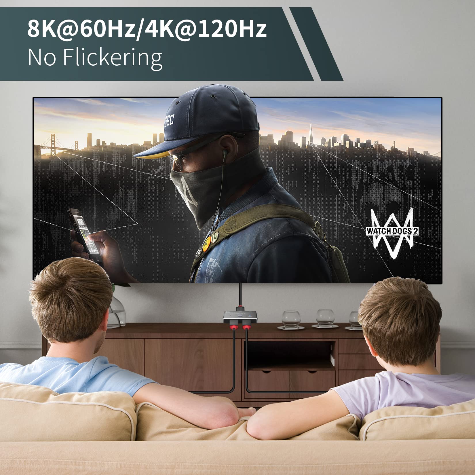 Switch HDMI 2.1 BolAAzuL 2 In 1 Out - 8K 60Hz, 4K 120Hz, Per PS5 Xbox, Lega Alluminio - Foto 5