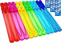 JOYIN 14.6" Giant Bubble Wands for Kids - 12 Pack Bulk Colorful Wands with Refill Solution, Party Favors, Outdoor Summer Fun, Easter Stuffers