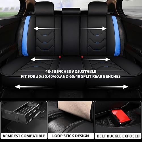 Miniatura 3 de otoez Juego completo de fundas de asiento de automóvil, 5 asientos de cuero para automóvil, cojín de asiento de automóvil, protector de asiento