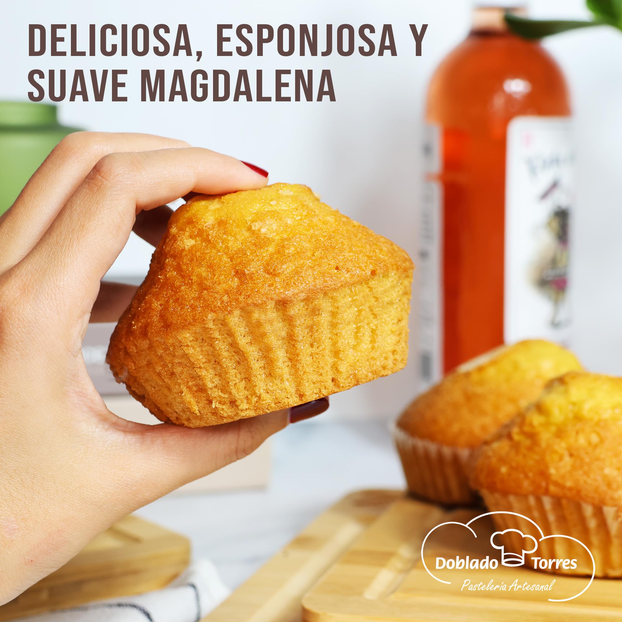 Magdalenas Aceite de Oliva- Magdalenas Caseras Dulces para Cada Dia - Disfruta de Nuestras Jugosas Magdalenas en tu Momento de Bolleria Diaria. Envasadas Individualmente 24 unidades