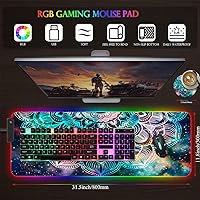 Vista 33 de Alfombrilla de mouse para juegos RGB personalizada y posavasos para café, base de goma antideslizante LED grande y brillante, alfombrilla de mouse