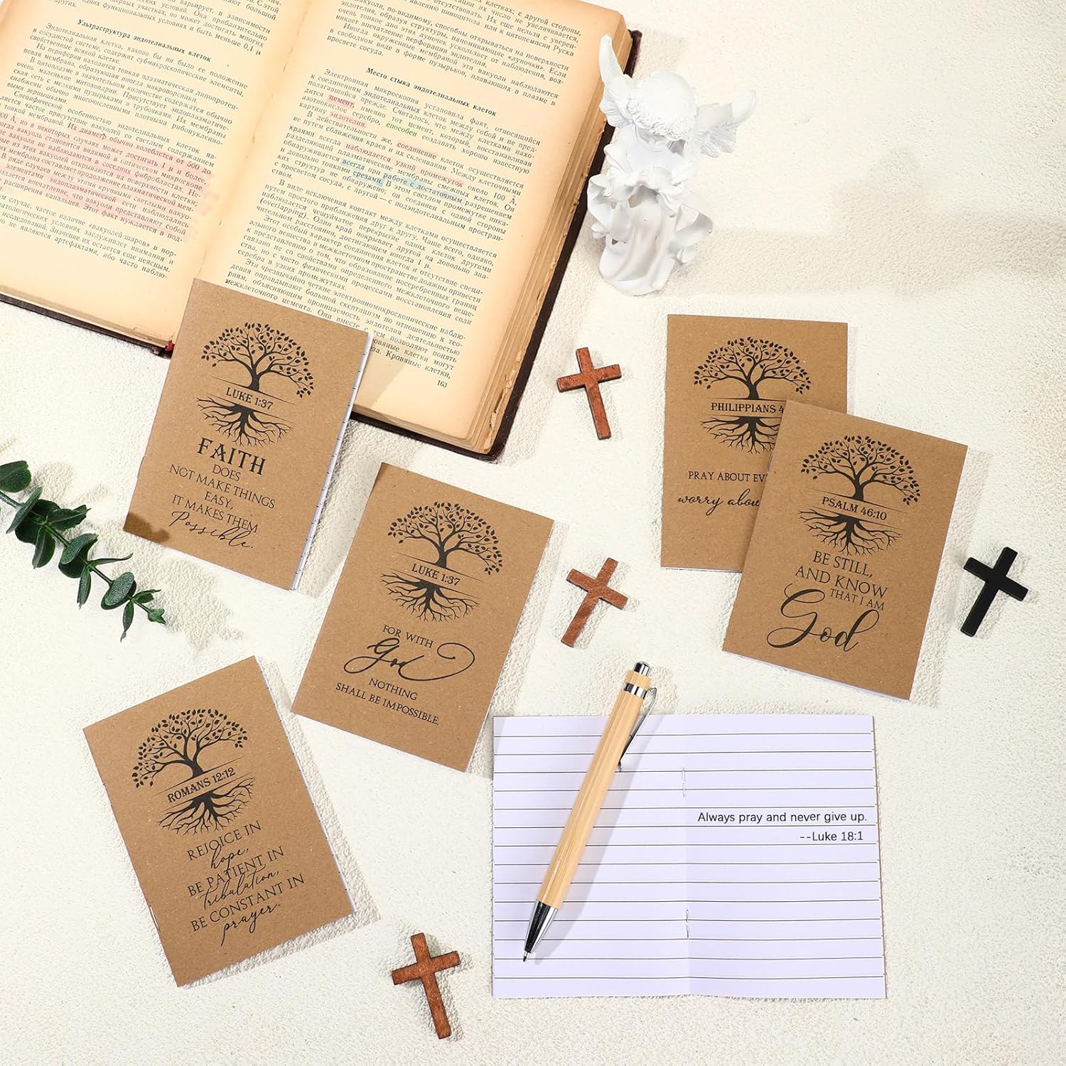 Kosiz 50 Pcs Christian Gift Bulk Bible Verse Prayer Journal Inspirational Mini Christian Notebooks Religious Scripture Gifts for Women Men Students Sunday School Pastor Clergy Church - Image 4