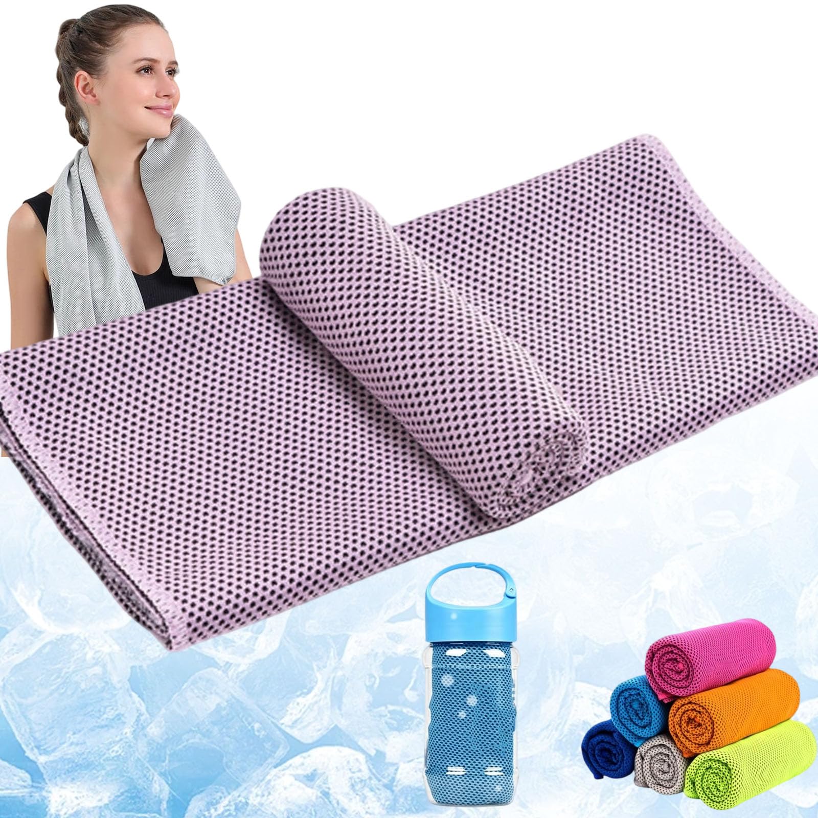 Kidlupe Ice Towel, Gym Towel, Cooling Towels, Ice Cool Microfibre Towel For Neck, Soft Breathable For Gym, Yoga, Golf, Running, Camping & Hot Weathe (Light Purple,5pcs)