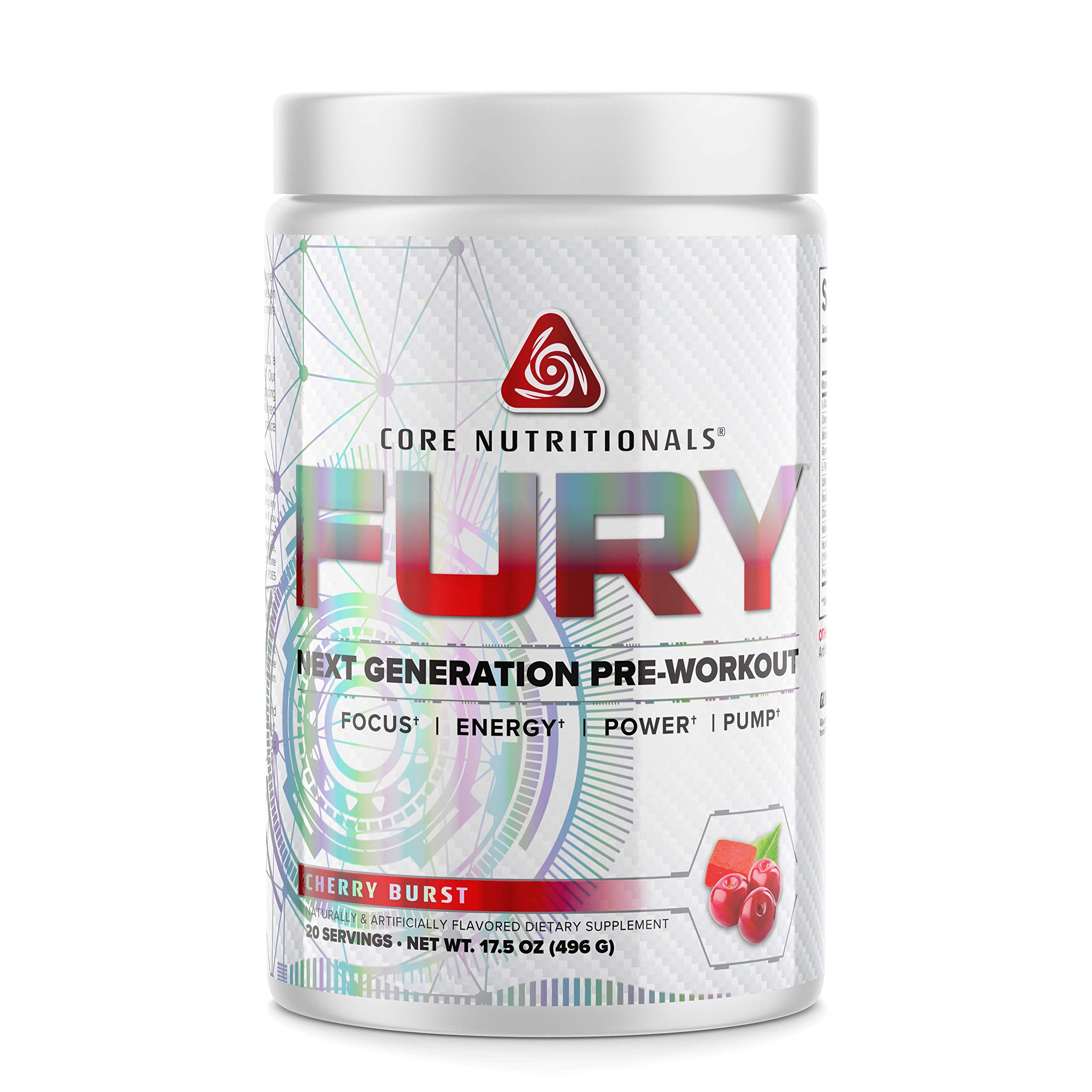 Core Nutritionals Fury Platinum Pre Workout Intensifier with 375mg Caffeine, 5G Creatine Monohydrate