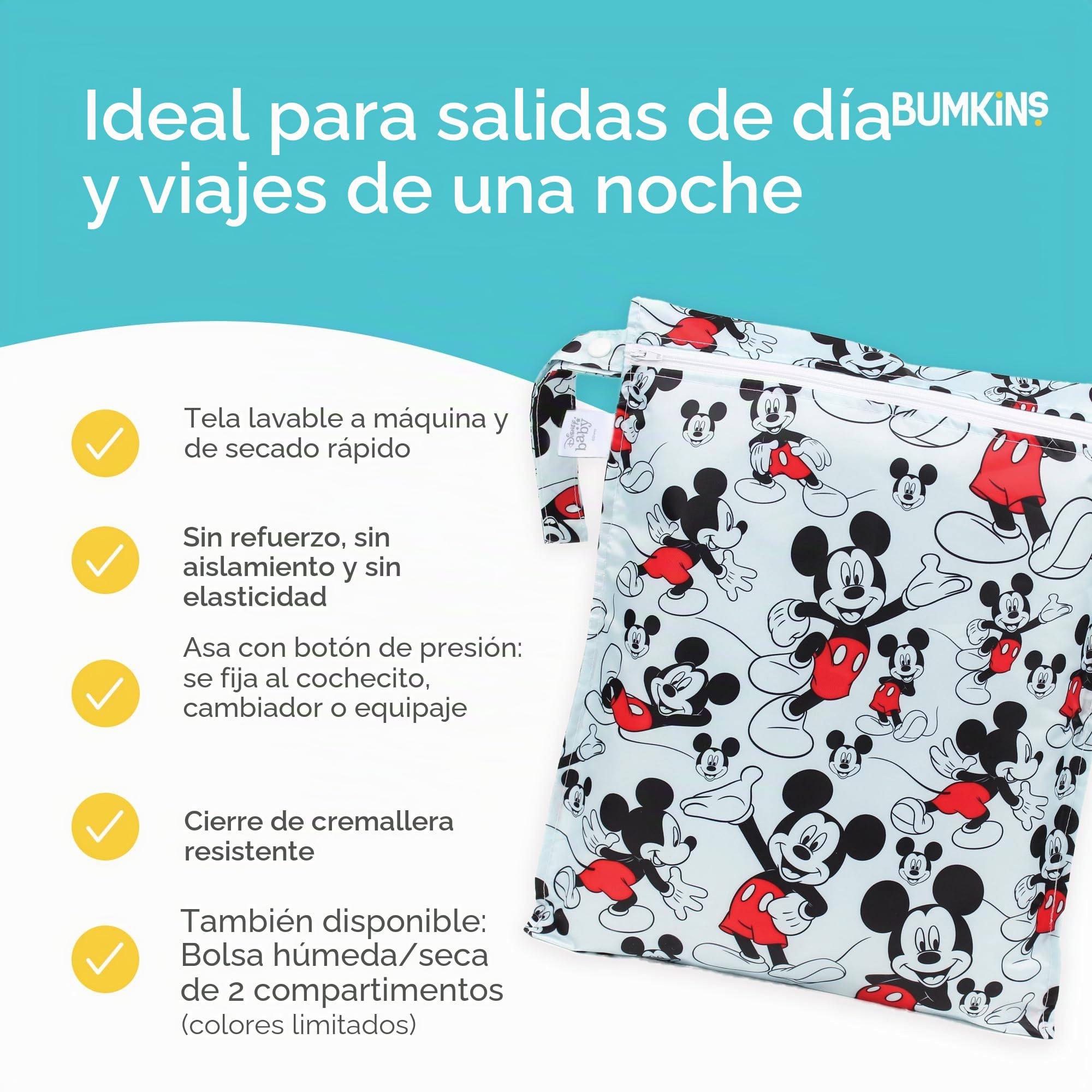 Bumkins Disney Baby Wet Bolsa azul Mickey Mouse Classic Talla:5 Inches