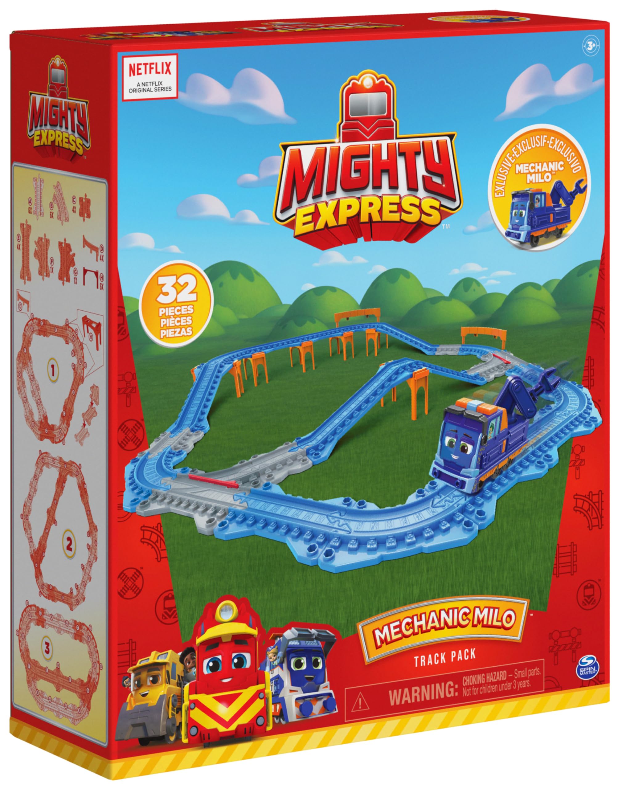 Mighty Express Set da 32 Pezzi connettibili e Trenino Esclusivo di Milo, Giocattoli per Bambini 3+