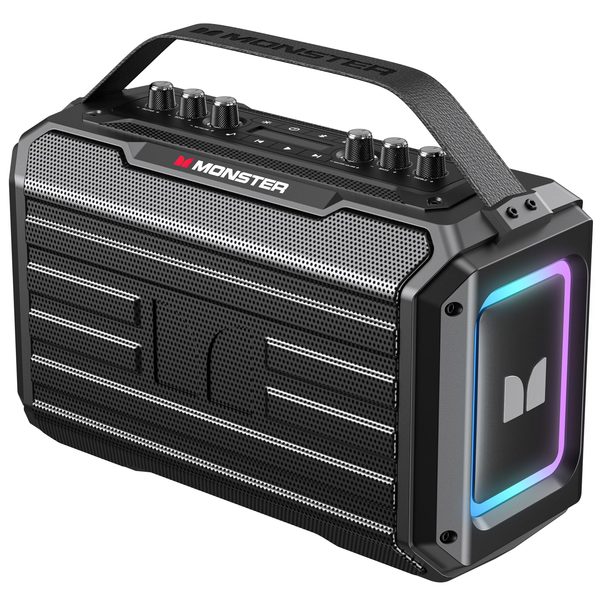 Monster MS-ADV1 Altavoz Portátil Bluetooth Adventurer 1000, 80 W, Negro, Bluetooth 5.3, Karaoke, USB, Tarjeta TF, 300x161x127 mm