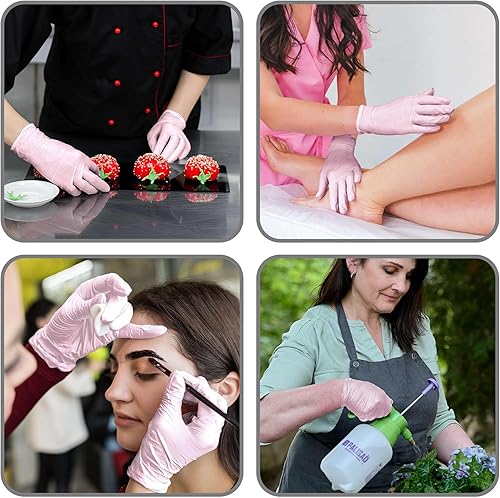 Miniatura 8 de WECARE Guantes desechables de nitrilo rosados, sin polvo ni látex, no estériles, aptos para alimentos
