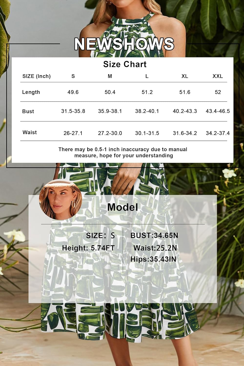 Newshows Womens 2025 Summer Vacation Outfits Halter Neck Floral Tiered Ruffled Flowy Casual Beach Boho Long Maxi Dress - Image 6