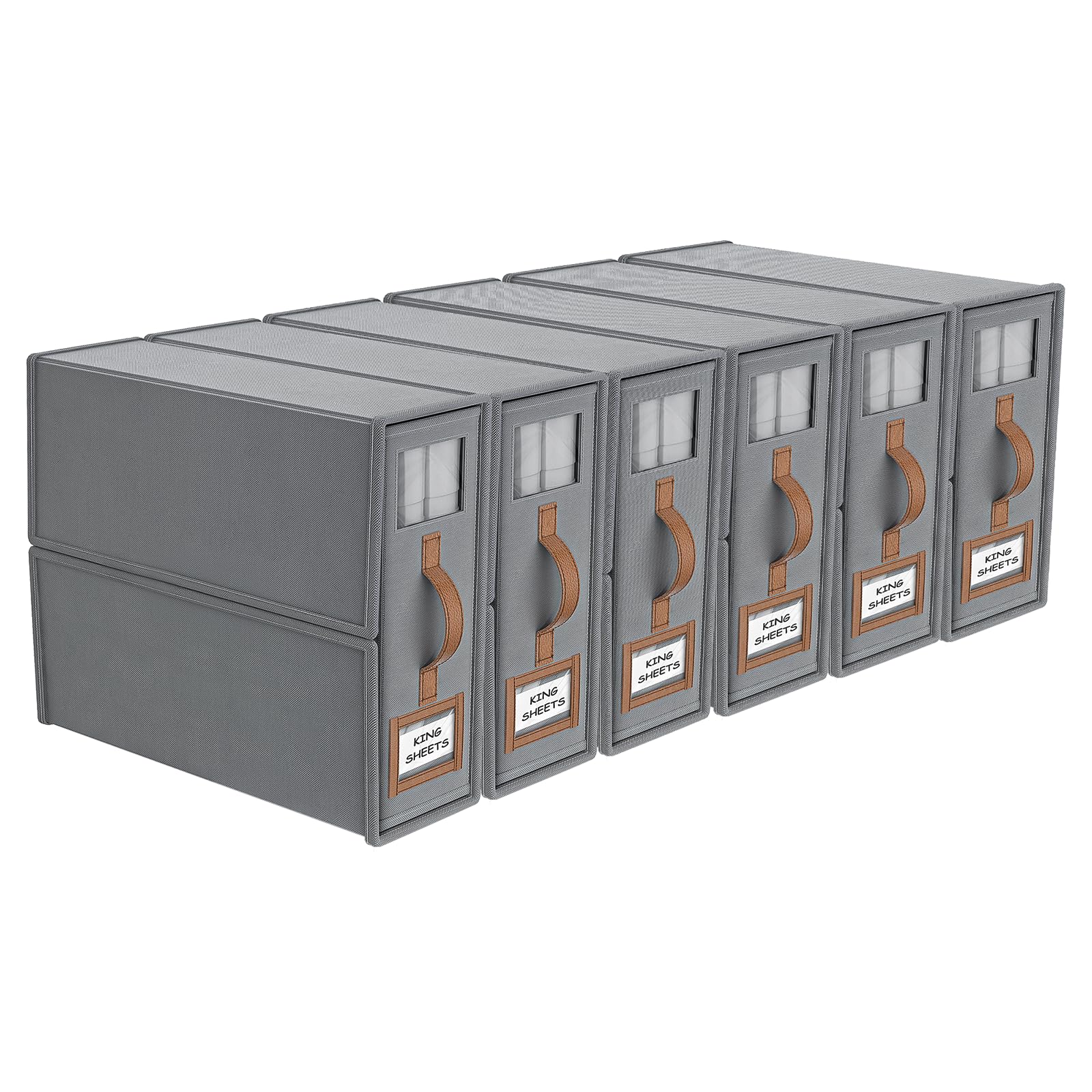 6 Pack Bed Sheets Organizers And Storage (King Size),Foldable Sheet Organizer With Handle For Linen Closet,Bedding Organizer Storage For Sheets, Duvet Cover (Gray)