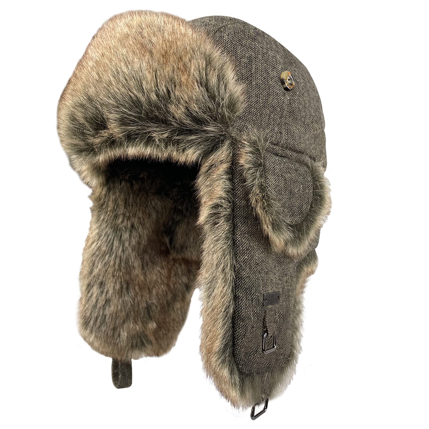 Unisex Fliegermütze Rib Wolle Bomber Aviator Pilot Hat Faux Fellmütze Winter Russische Mütze Herren Bomber Hut