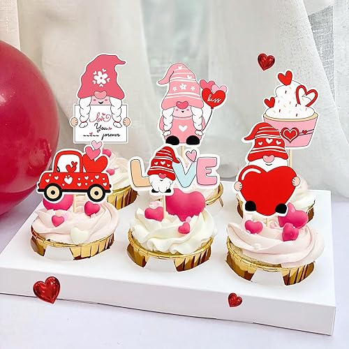 Miniatura 4 de 24 adornos para cupcakes para el día de San Valentín, decoración de pastel de corazón para amor, boda, compromiso, fiesta, día de San Valentín,