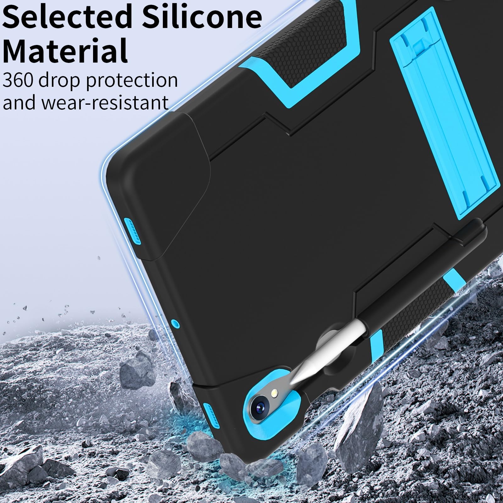 Custodia protettiva per tablet PC compatibile con Samsung Galaxy Tab S9/Tab S9 FE 11 pollici 2023 SM-X710/X716B/X718U, custodia in silicone per tablet con cavalletto, resistente antiurto guscio