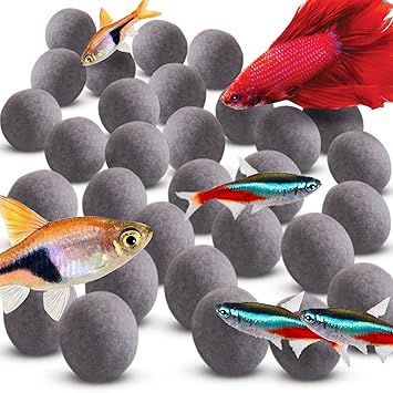 SunGrow Mineral Balls, 0.64 Ounces, Calcium-Rich Tourmaline Balls for Perfect Balance, Aquarium D?cor for Fish Tank, Develops Active Fish and Assists in Reproduction, 30 Pieces