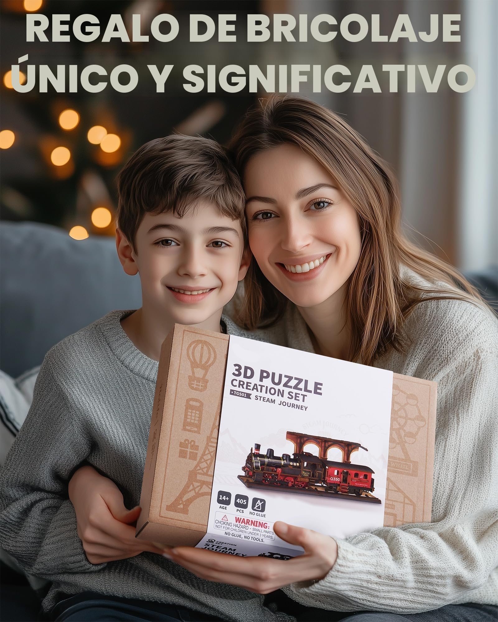 ROWOOD Puzzle 3D Madera Tren A Vapor, Maquetas para Construir De Modelo De Tren De Madera para Adultos, Set De Manualidades Vintage, Regalos De Cumpleaños Y Navidad DIY para Hombres Y Niños