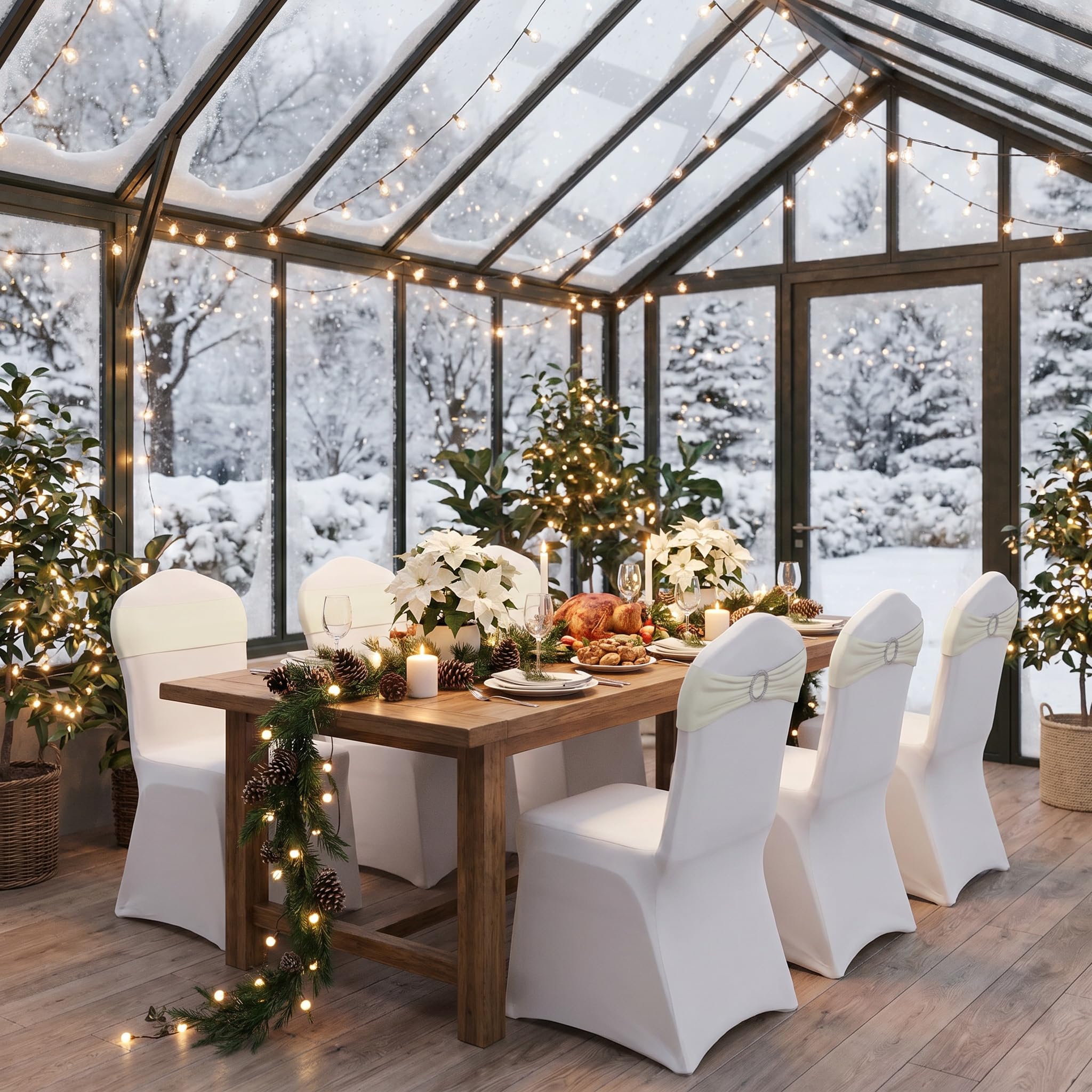 Froadp Universal elástico y Lavable Cubiertas de protección Funda para Silla Presidente Durante los Banquetes de Bodas Partes y decoración del hogar (50 Piezas)