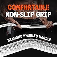 Vista 5 de Yes4All Standard Straight Barbell 60" & EZ Curl Bar 47", Capacity 200 to 480 LB, Weight Bar 1" to 2" Diameter - Star Lock Collars, Rubber Ring