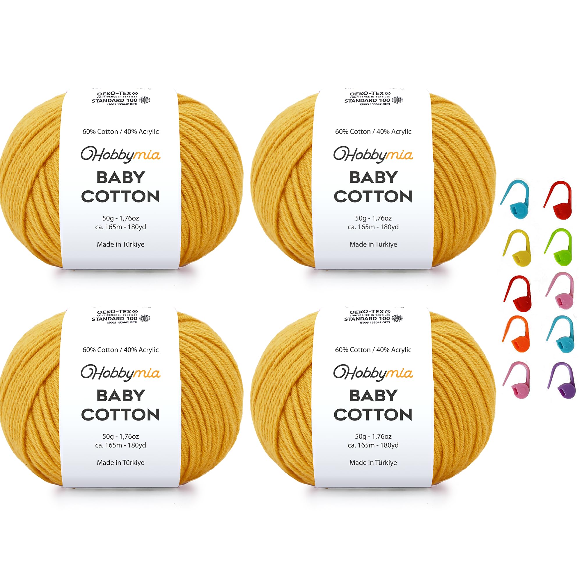 Baby Cotton Blend Yarn – Soft Sport Weight Yarn for Crochet & Amigurumi - 50g/180yds - 60% Cotton 40% Acrylic - Ideal for Baby & Knitting Proj.(Neon Green, 1 Ball) — view 135
