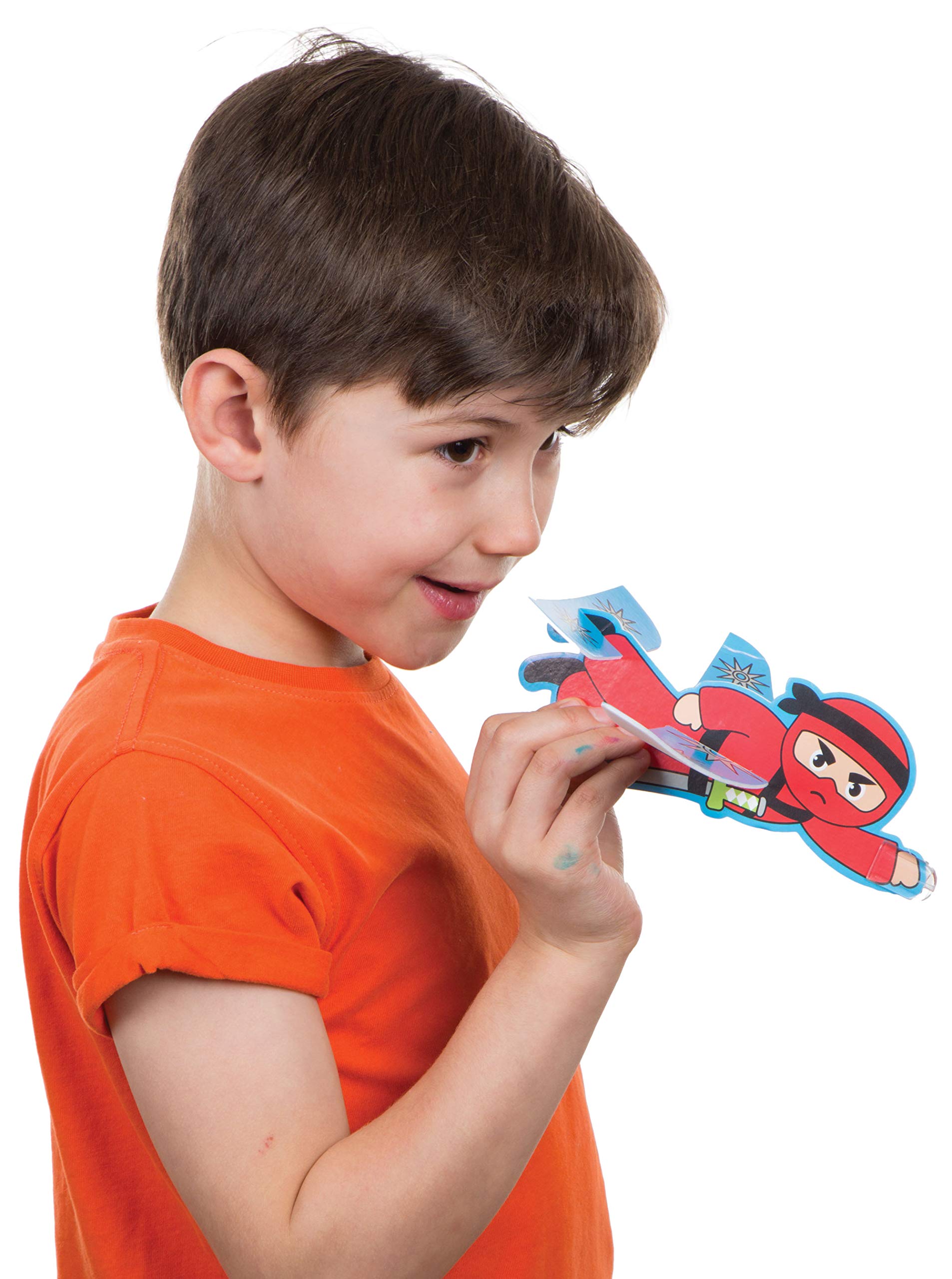 12 Planeurs Ninja à Colorier Baker Ross - Loisir Créatif Enfant, Assemblage, Vol, Fête, 17.5cm