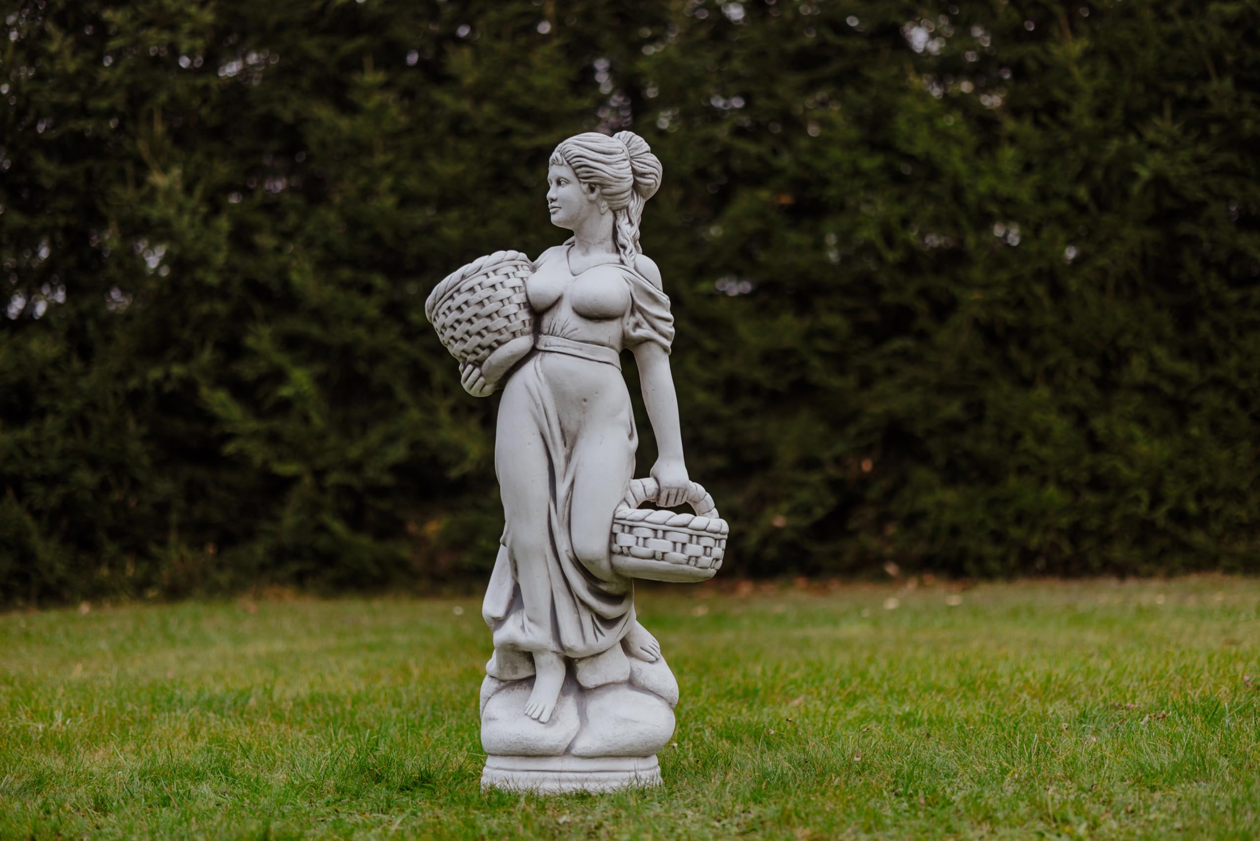 gartendekoparadies.de Frauen-Statue Antiker Stil, Grau, H. 133 cm | Steinfigur, Frostsicher, Steinguss, Für Außenbereich, 147 kg