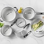 Starfrit The Rock Terra 10-Piece Cookware Set, Ceramic Non-Stick Rock.Tec Surface, Thick Aluminum Base, Oven & Dishwasher Safe, PFAS-Free