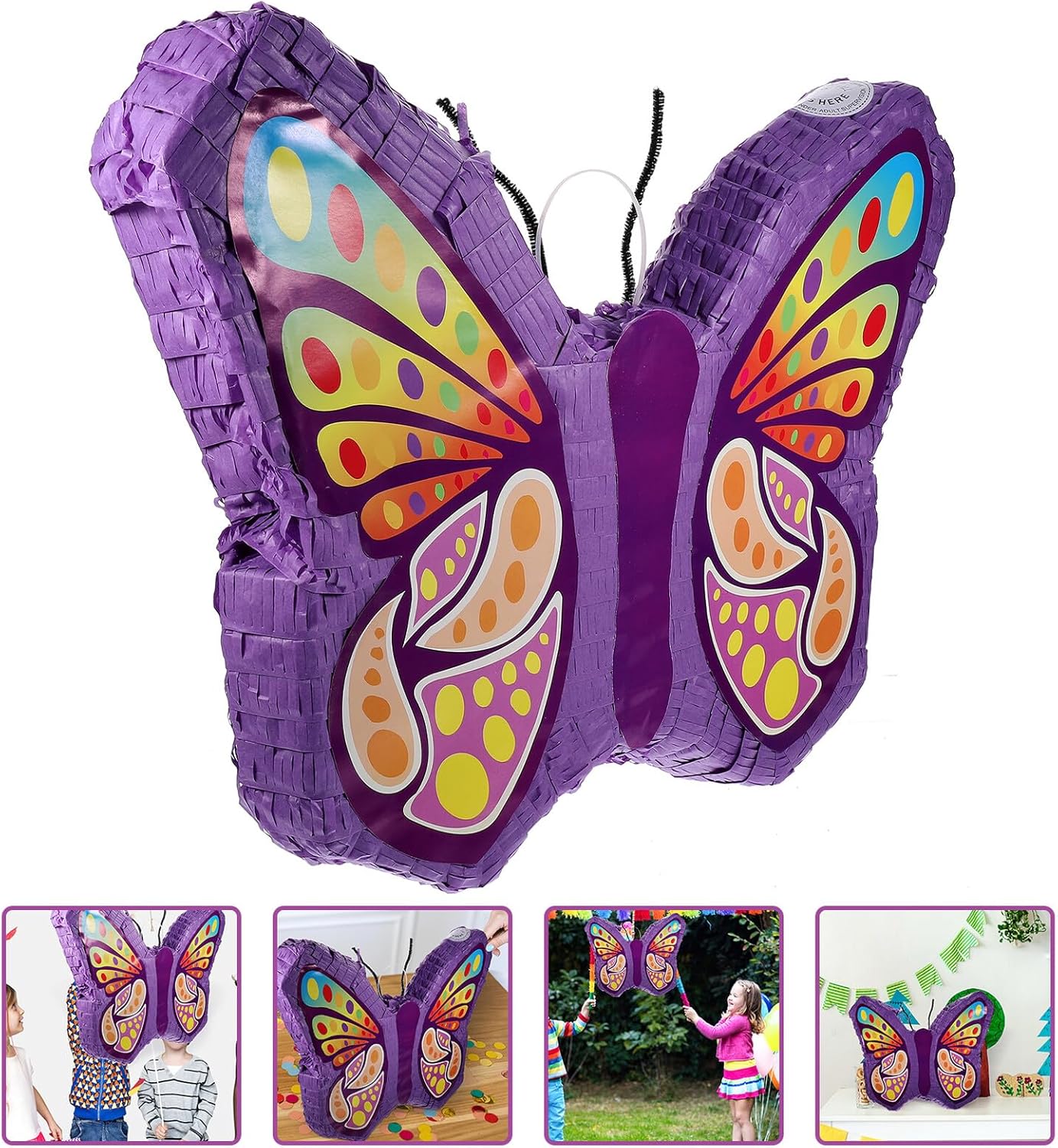Butterfly Pinata Party Game Supply Vibrant Paper Decoration for Birthday Celebrations Indoor Outdoor Festive Events Photo Prop Purple
