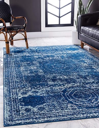 Vista 50 de Unique Loom Bromley Collection Vintage Traditional Medallion Border - Alfombra, Polipropileno, Amarillo/Crema azu/marfil,Gris