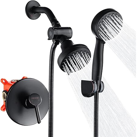 Aolemi Shower System Dual 2-in-1 Rain Shower Faucet Set 8 Setting Shower Head Handheld Spray 3 Way Diverter Shower Trim Kit Pressure Rough In Valve Included With Tub Spout Brushed Nickel