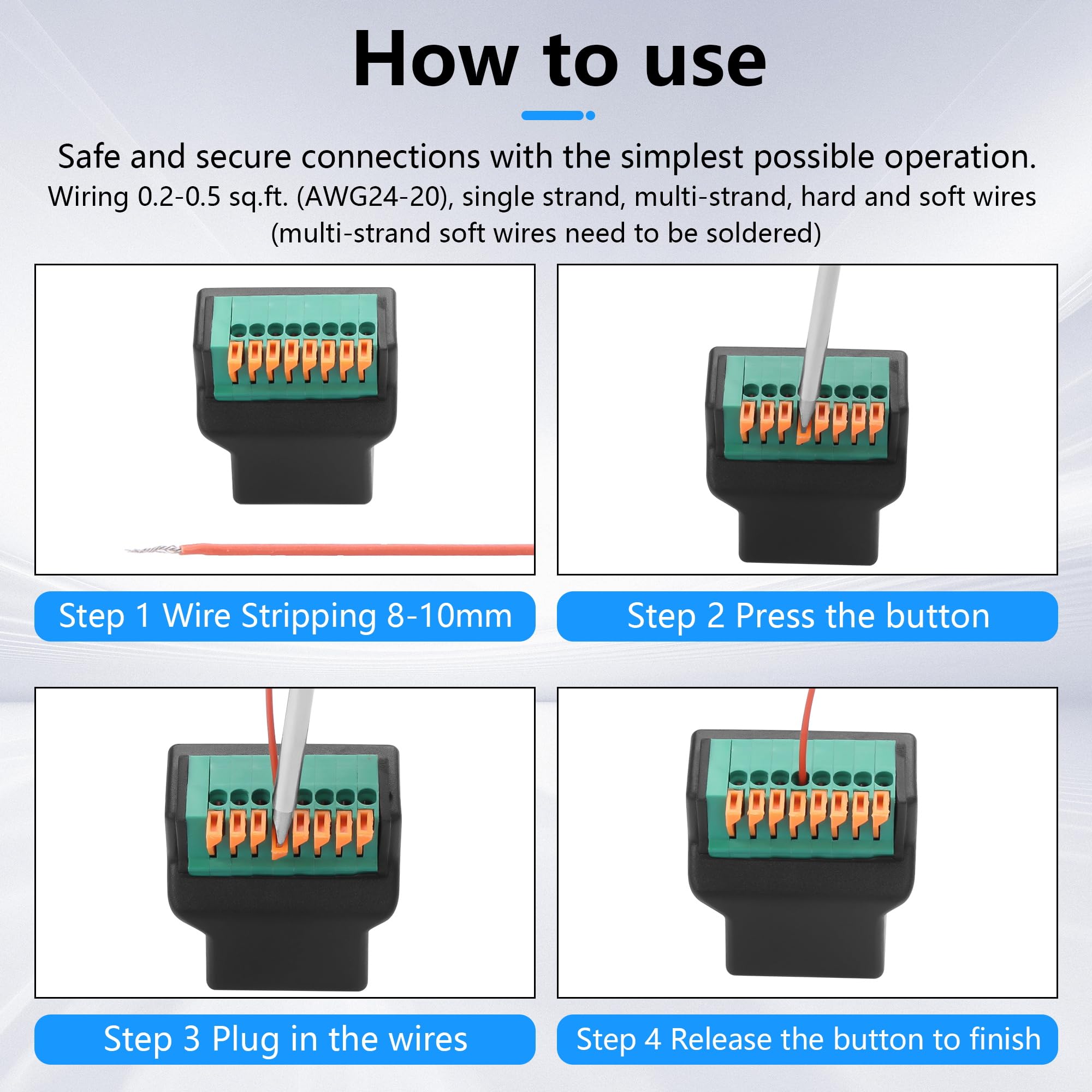 RJ45 to 8-Pin Adapter - Solderless Ethernet Connector -3