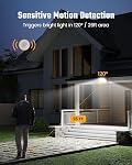 SUPERDANNY Solar Outside Lights with Motion Sensor, 113 Bright LEDs 7000K, Outdoor Flood Lights Dusk to Dawn with 16ft Cable IP65 Waterproof, Security Light for Front Porch, Garage, Side Yard-2 Pack