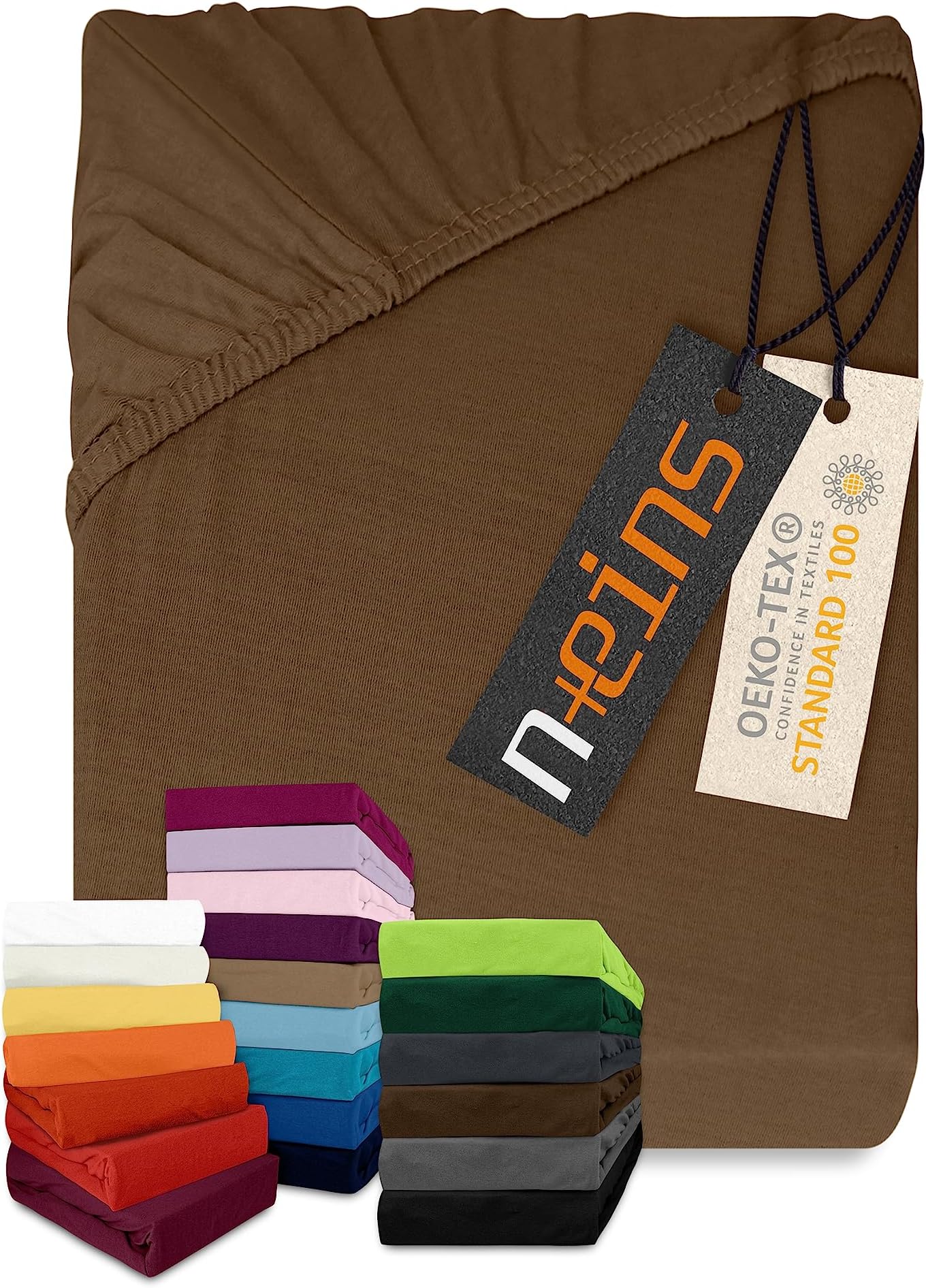 Jersey Fitted Sheet 100% Cotton, anthracite, 120 x 200 cm