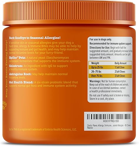 Miniatura 7 de Zesty Paws Allergy Immune Supplement for Dogs - with Omega 3 Wild Alaskan Salmon Fish Oil  EpiCor  Digestive Prebiotics  Probiotics - Anti Itch