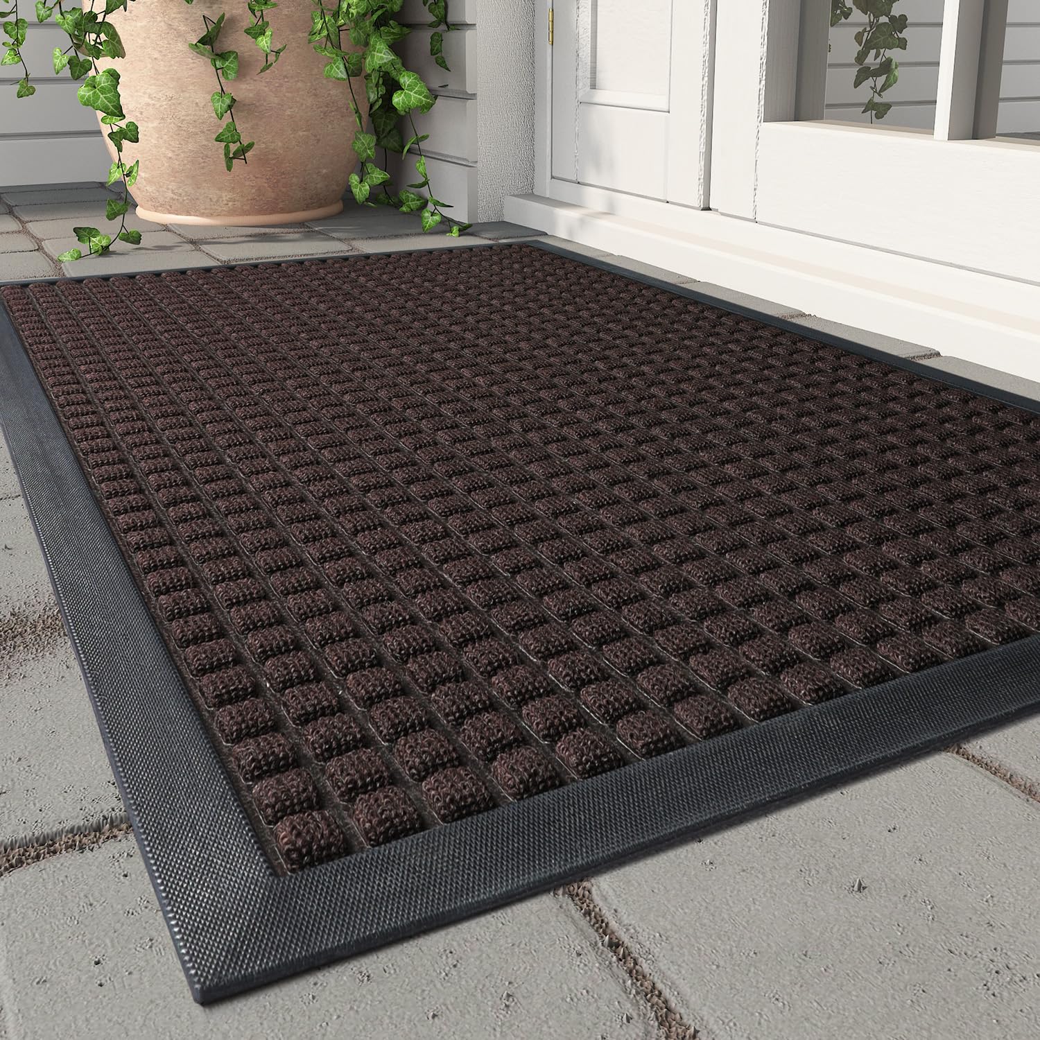 Deurmat Voor De Voordeur, Duurzame Deurmat Voor Het Hele Jaar Door Voor De Entree Van Huis Garage En Tuin Antislip Natuurlijk Rubber Kleurecht 120 X 80 Cm Blauw
