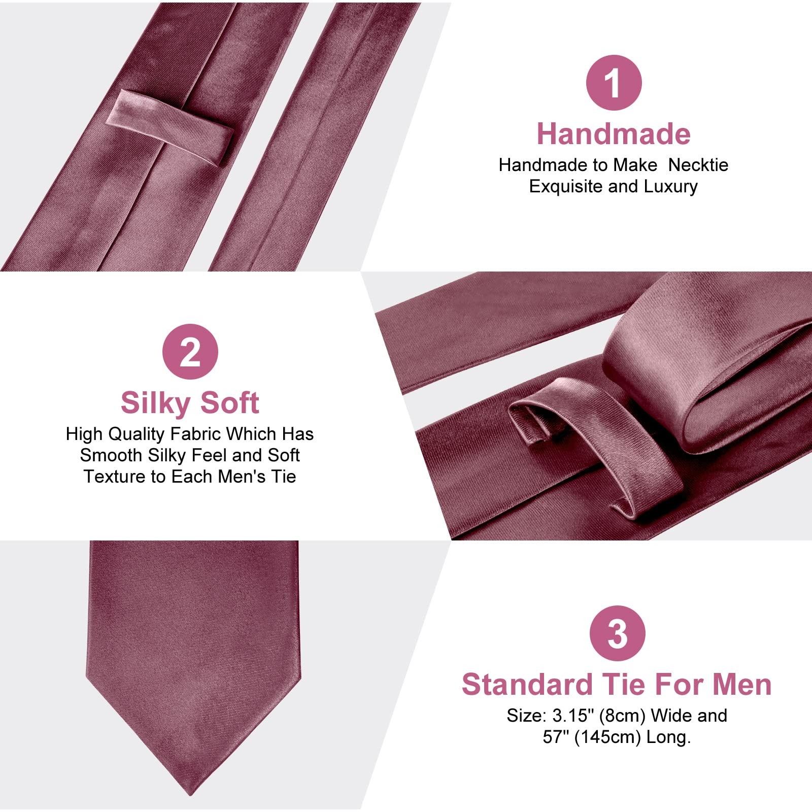 URAQT Cravatta Uomo, Cravatte Slim Uomo Eleganti Neckties, Sottile Tinta Unita Cravatta in Diversi Colori, Cravattino per Lavoro, Festa