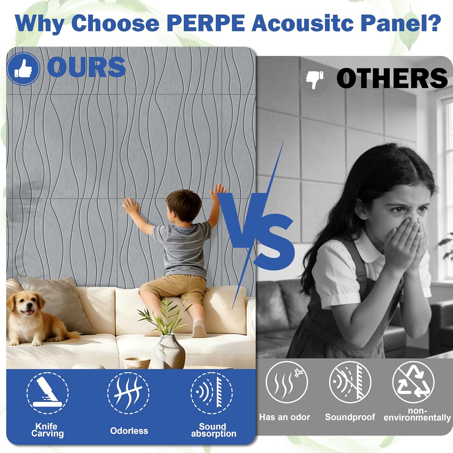 6 PCS Acoustic Panels, 23.6x23.6'' Self-Adhesive Soundproof Wall Panels,Water Waves Acoustical Wall Panels, Peel and Stick Wall Panel Decorative Acoustic Wall Panels for Recording and Home Studio